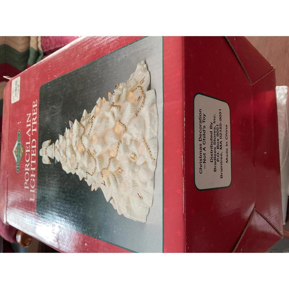Trimmings Etc vintage Porcelain lighted white Christmas tree - Picture 6 of 7
